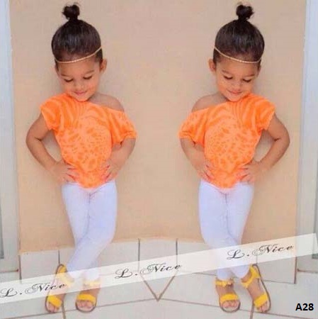 setelan 2in1 anak cewek oranye